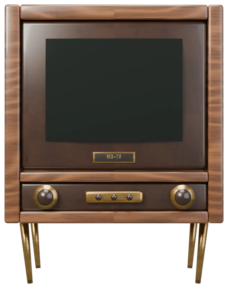 Alter Röhrenfernseher. Auf dem Bildschirm steht: Wähle eine Pille. Darauf liegen eine blaue und eine rote Pille.