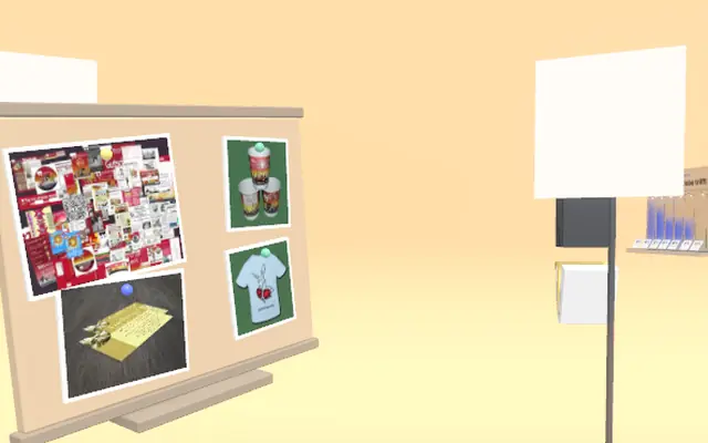 Visitenkarte, Becher, T-Shirt im 3D-Raum