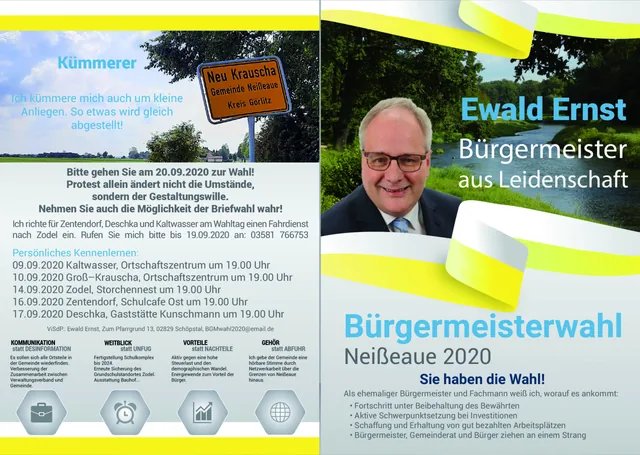 Wahlflyer zur Bürgermeisterwahl Neißeaue 2020